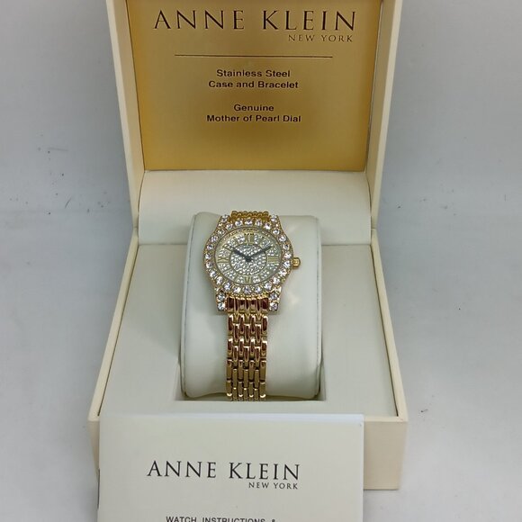 Anne Klein 12/2342PVGB Women\'s 32mm Pavé Crystal Dial Quartz Watch NWT main image 6